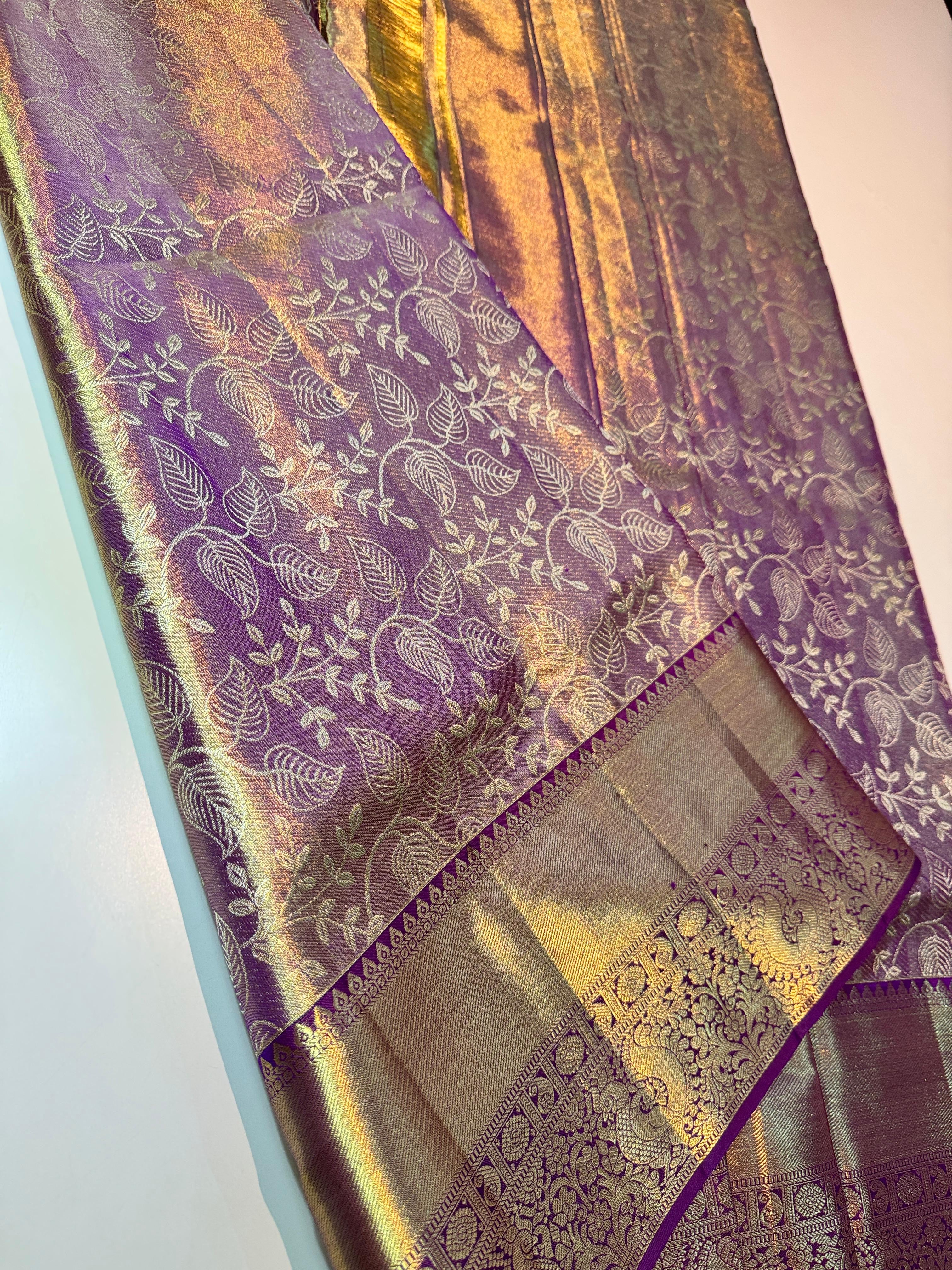 Classic Lavender Elegance Kanchipuram Tissue Handloom Silk Saree SS24507