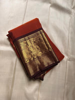 Load image into Gallery viewer, Classic Orange &amp; Brown Kanchipuram Handloom Silk Saree SS25957

