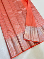 Load image into Gallery viewer, Classic Coral Orange 2gm Zari Bridal Elegance Kanchipuram Handloom Silk Saree SS24367
