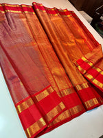 Load image into Gallery viewer, Classic Scarlet Red Elegance Kanchipuram Tissue Handloom Silk Saree SS25374
