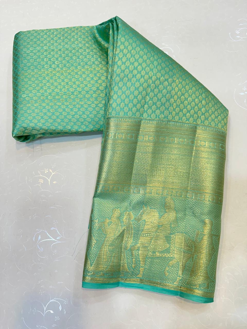 Classic Pastel Green Elegance Kanchipuram Handloom Silk Saree SS24687