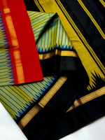 Load image into Gallery viewer, Classic Tea Green &amp; Red Black Elegance Kanchipuram Handloom Silk Saree SS25395
