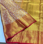 Load image into Gallery viewer, Classic Shimmer Gold &amp; Chilli Red Brocade Tissue Bridal Elegance Kanchipuram Handloom Silk Saree SS27273
