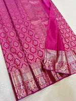 Load image into Gallery viewer, Deep Magenta Silver Zari Bridal Elegance Kanchipuram Handloom Silk Saree SS23577
