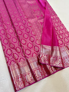 Deep Magenta Silver Zari Bridal Elegance Kanchipuram Handloom Silk Saree SS23577