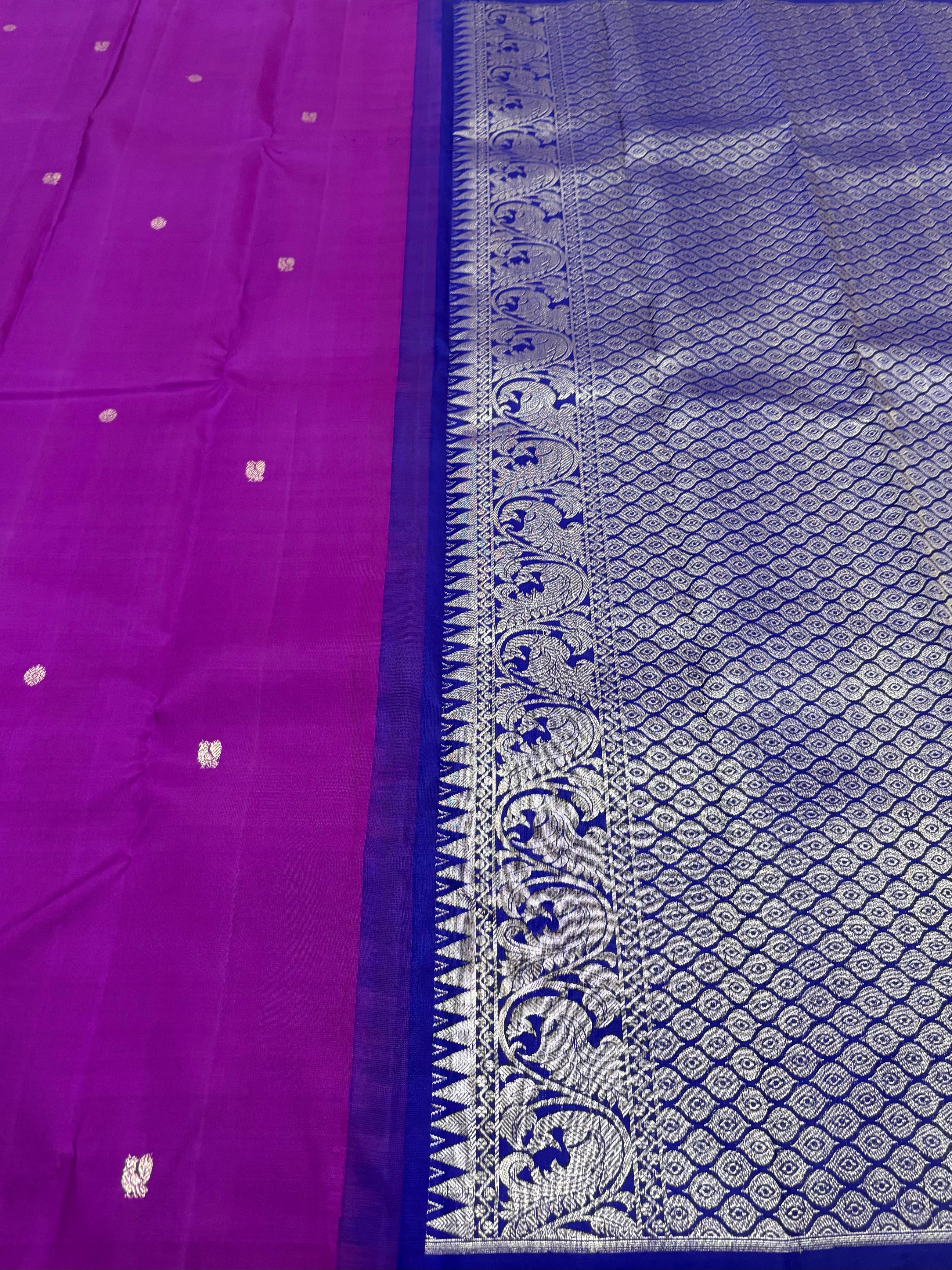 Classic Vadamalli & Blue 1gm Zari Bridal Elegance Kanchipuram Handloom Silk Saree SS24760