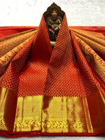 Load image into Gallery viewer, Classic Tangerine Orange 2gm Zari Bridal Elegance Kanchipuram Handloom Silk Saree SS24102
