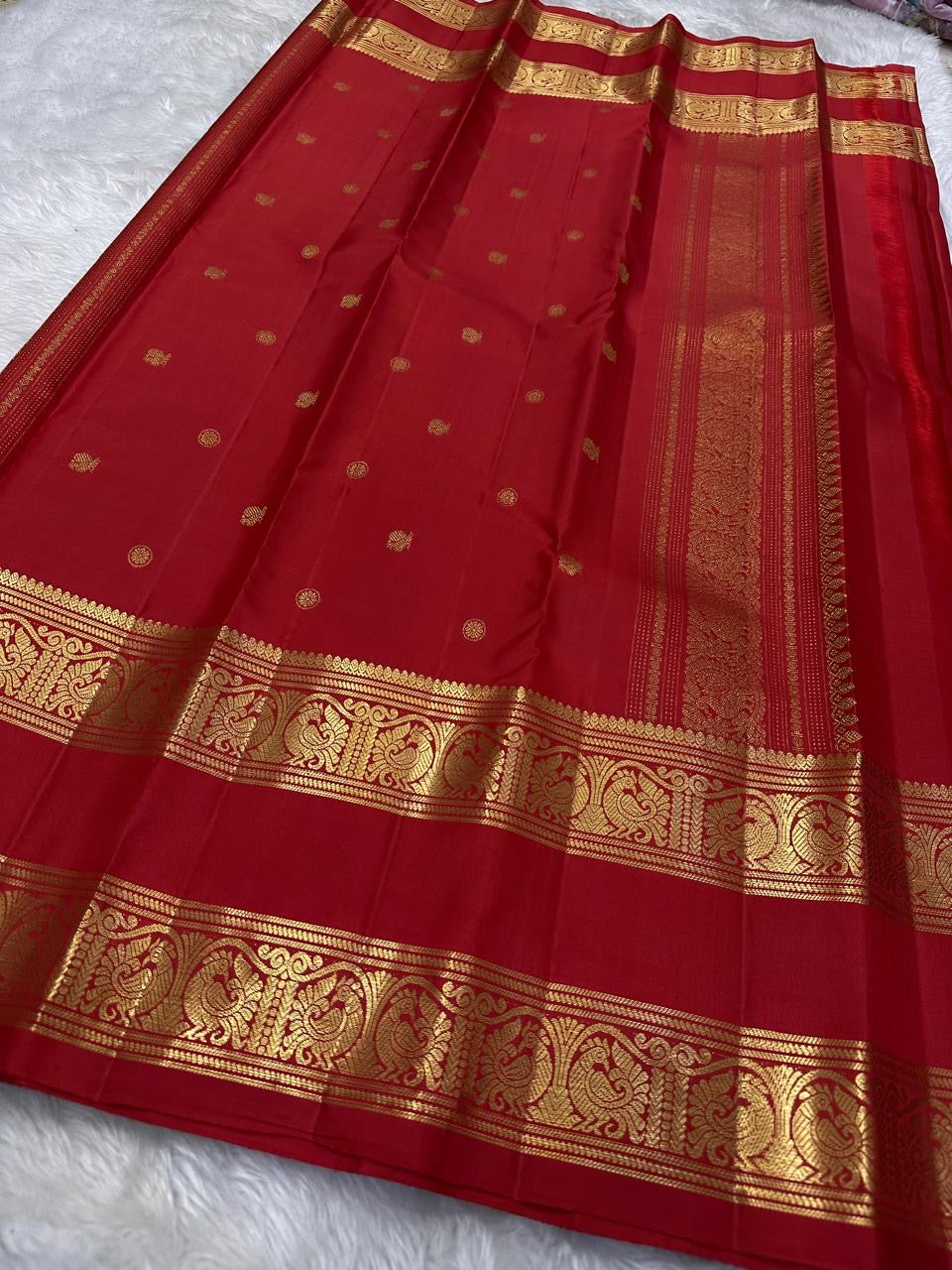 Classic Orange 2gm Zari Elegance Kanchipuram Handloom Silk Saree SS24234