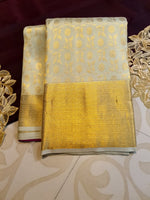Load image into Gallery viewer, Classic Butter Cream 2gm Zari Elegance Kanchipuram Handloom Silk Saree SS28429
