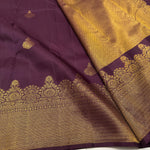 Load image into Gallery viewer, Classic Plum 2gm Zari Temple Bridal Elegance Kanchipuram Handloom Silk Saree SS26584
