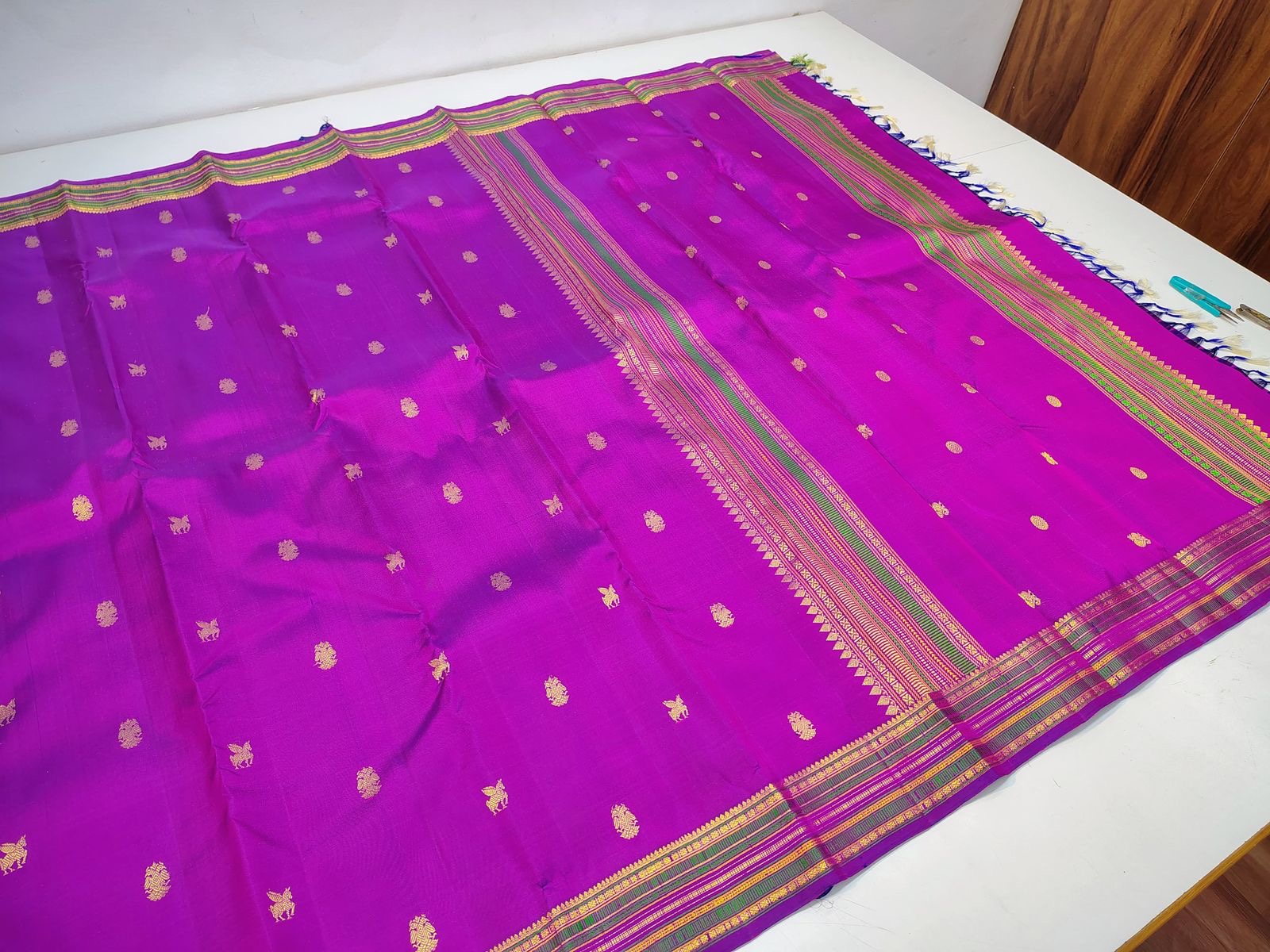 Classic Fuchsia Pink 1gm Zari Elegance Kanchipuram Handloom Silk Saree SS24463