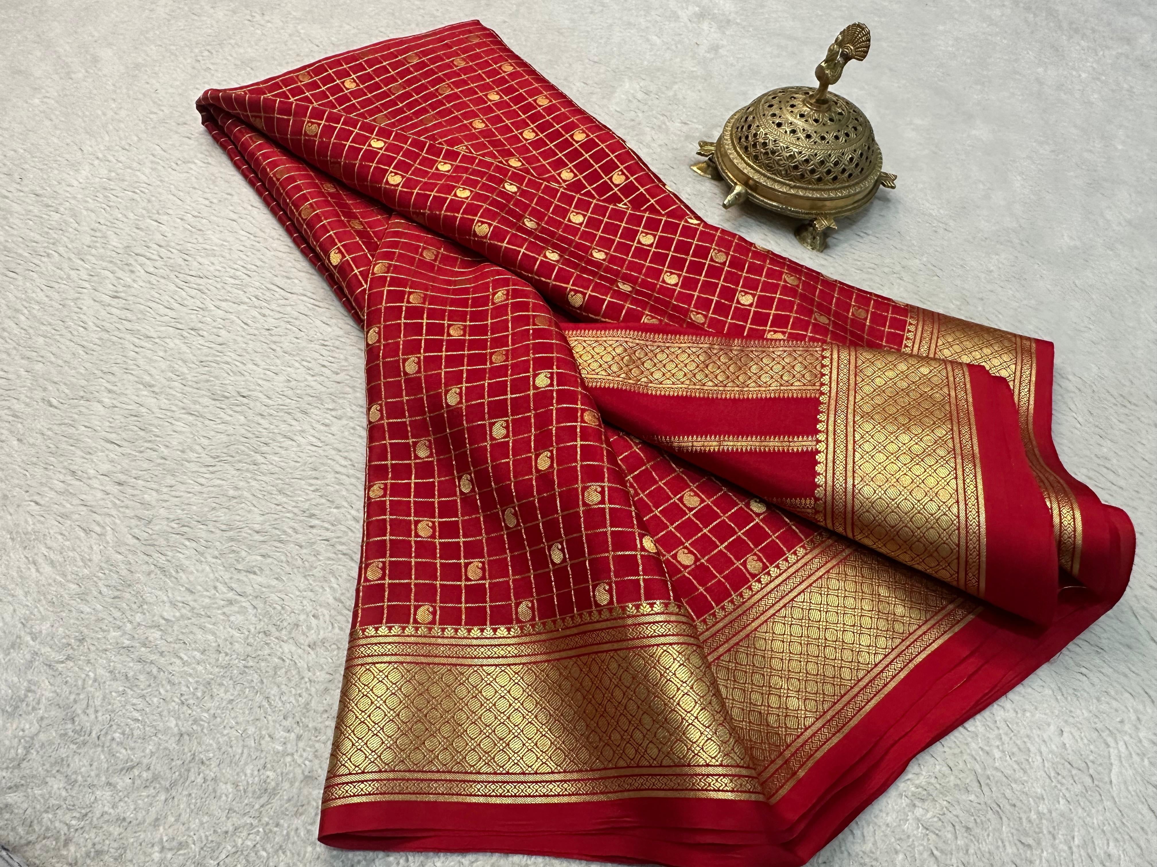 Classic Chilli Red Elegance Mysore Silk Saree SS24635