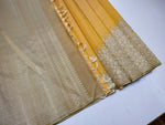 Load image into Gallery viewer, Classic Mustard &amp; Oatmeal Beige 1gm Zari Raising Temple Border Kanchipuram Handloom Silk Saree SS26279
