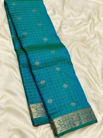 Load image into Gallery viewer, Classic Peacock Green &amp; Ruby Pink 1gm Zari Elegance Kanchipuram Handloom Silk Saree SS27967
