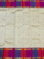 Load image into Gallery viewer, Classic OffWhite &amp; Deep Violet 2gm Zari Elegance Kanchipuram Handloom Silk Saree SS26919
