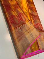 Load image into Gallery viewer, Classic Fiery Red Gold Bridal Elegance Tissue Kanchipuram Handloom Silk Saree SS27984
