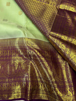 Load image into Gallery viewer, Classic Pastel Green &amp; Purple 2gm Zari Elegance Kanchipuram Silk Saree SS23917
