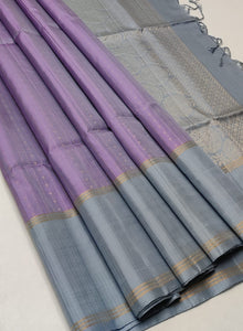 Pastel Lavender & Ice Grey Handloom Soft Silk Saree SS23065