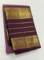 Load image into Gallery viewer, Classic Creamy Pink &amp; Chocolate Brown 1gm Zari Elegance Kanchipuram Handloom Silk Saree SS24504
