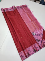 Load image into Gallery viewer, Brick Red &amp; Baby Pink Double Warp Elegance Kanchipuram Handloom Silk Saree SS20564

