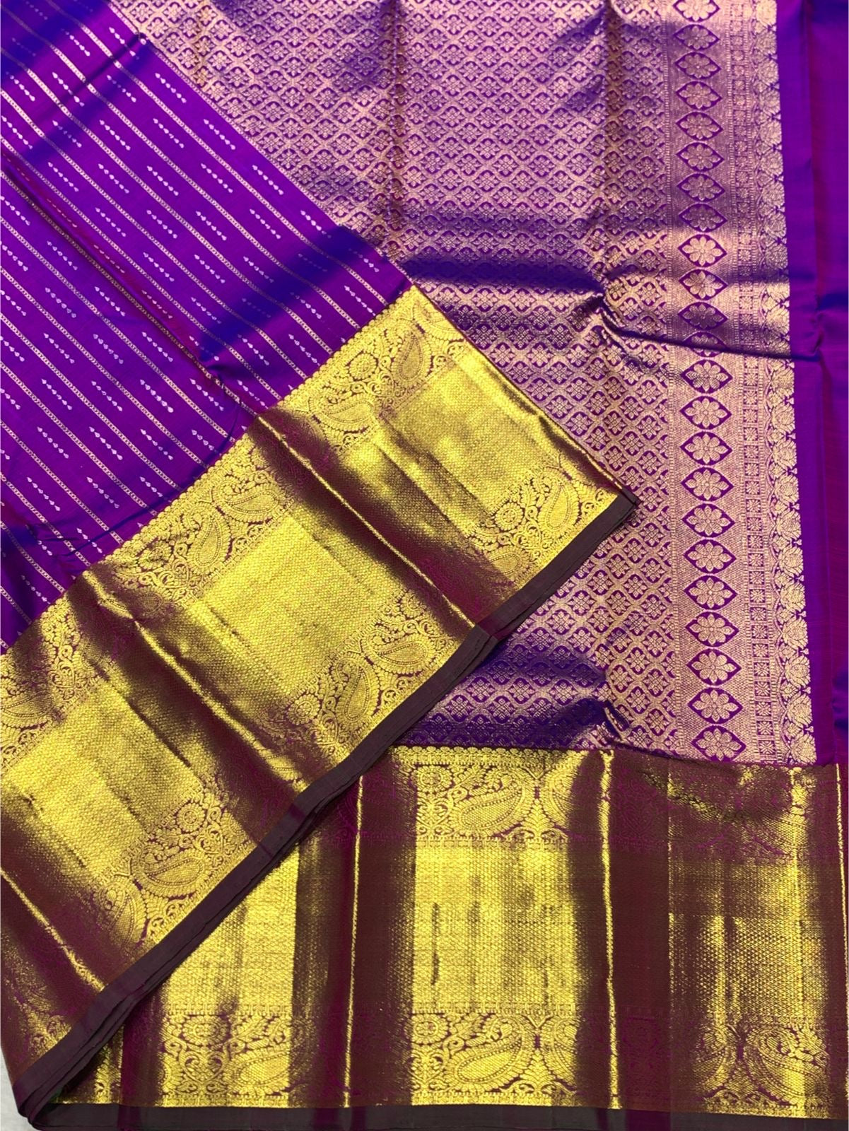 Classic Purple & Green 2gm Zari Bridal Elegance Kanchipuram Handloom Silk Saree SS25569