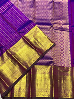Load image into Gallery viewer, Classic Purple &amp; Green 2gm Zari Bridal Elegance Kanchipuram Handloom Silk Saree SS25569
