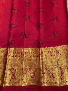 Hand Drawn Pen Kalamkari 2 gm Zari Elegance Kanchipuram Handloom Silk Saree SS20559
