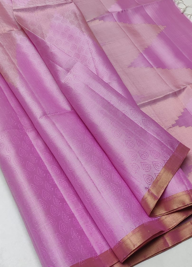 Classic Pastel Lilac Elegance Handloom Soft Silk Saree SS24658