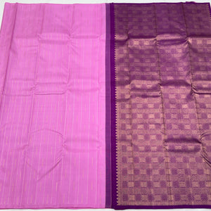 Classic Creamy Pink & Plum Elegance Handloom Silk Saree SS23583