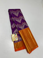 Load image into Gallery viewer, Classic Vadamalli Purple &amp; Orange Elegance Kanchipuram Handloom Silk Saree SS24834
