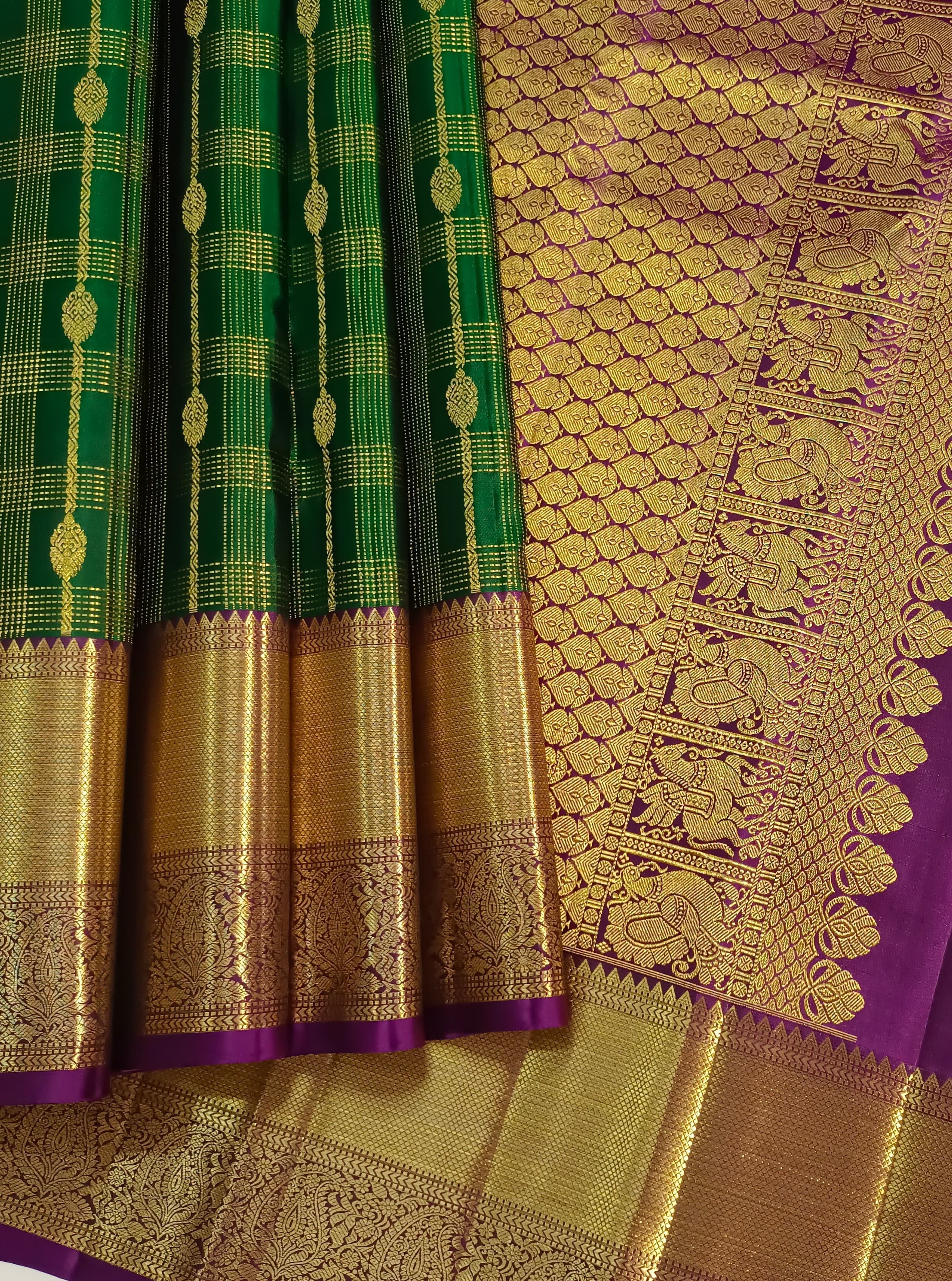 Classic Green & Vadamalli Bridal Elegance Kanchipuram Handloom Silk Saree SS23587