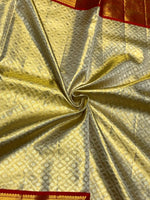 Load image into Gallery viewer, Classic Golden Cream &amp; Red 2gm Zari Bridal Elegance Kanchipuram Handloom Silk Saree SS25281
