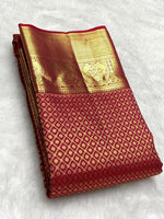Load image into Gallery viewer, Classic Pinkish Red 2gm Zari Bridal Elegance Kanchipuram Handloom Silk Saree SS25431

