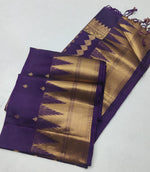 Load image into Gallery viewer, Classic Violet Elegance Handloom Soft Silk Saree SS24762
