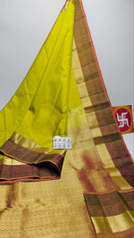 Load image into Gallery viewer, Classic Neon Green &amp; Dusky Rose Double Warp Handloom Soft Silk Saree SS27847
