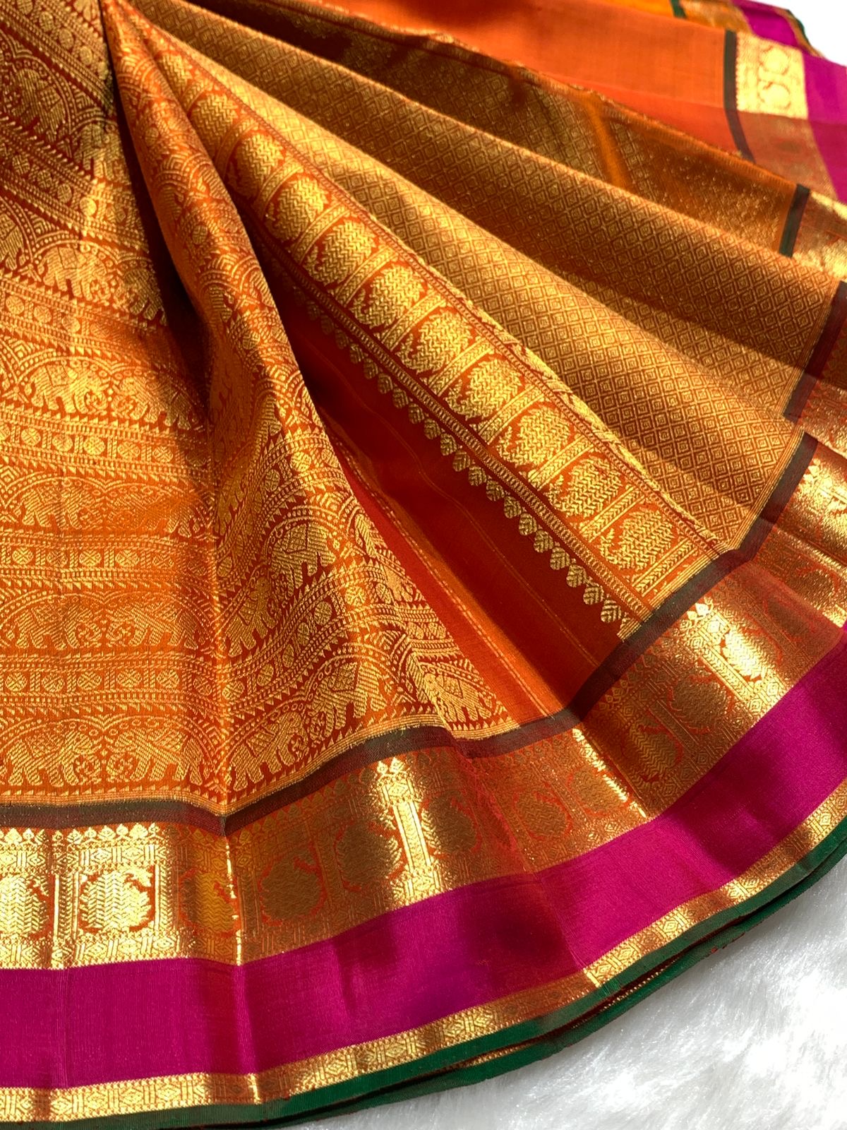 Classic Orange 2gm Zari Bridal Elegance Kanchipuram Handloom Silk Saree SS25982