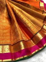 Load image into Gallery viewer, Classic Orange 2gm Zari Bridal Elegance Kanchipuram Handloom Silk Saree SS25982
