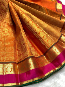 Classic Orange 2gm Zari Bridal Elegance Kanchipuram Handloom Silk Saree SS25982