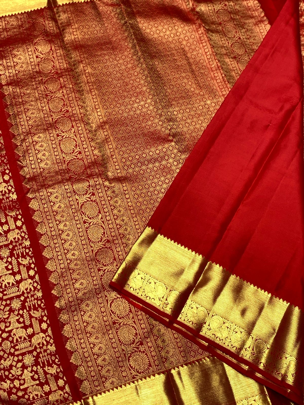 Classic Crimson Red Bridal Elegance Kanchipuram Handloom Silk Saree SS24858