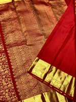 Load image into Gallery viewer, Classic Crimson Red Bridal Elegance Kanchipuram Handloom Silk Saree SS24858
