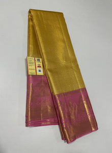 Classic Gold & Pink Bridal Elegance Kanchipuram Tissue Handloom Silk Saree SS23718