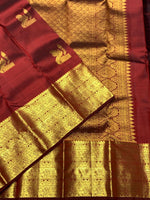 Load image into Gallery viewer, Classic Brick Orange 2gm Zari Bridal Elegance Kanchipuram Handloom Silk Saree SS25566
