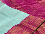 Load image into Gallery viewer, Classic Ice Blue &amp; Deep Pink 2gm Zari Silver &amp; Butta Korvai Elegance Kanchipuram Silk Saree SS24018
