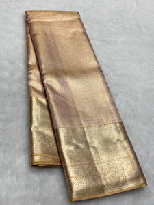 Pastel Pink & Cream Dual Toned 2gm Zari Bridal Elegance Kanchipuram Handloom Silk Saree SS25446