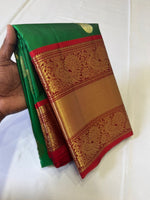 Load image into Gallery viewer, Classic Vintage Green &amp; Dark Red 2gm Zari Hamsa Design Bridal Elegance Kanchipuram Handloom Silk Saree SS27825
