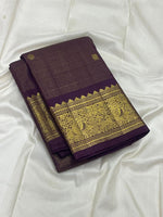 Load image into Gallery viewer, Classic Berry Plum Vintage Vaira Oosi 2gm Zari Elegance Kanchipuram Handloom Silk Saree SS27559
