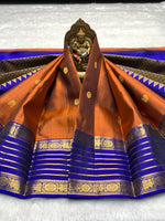 Load image into Gallery viewer, Classic Mustard &amp; Royal Blue Bridal Elegance Kanchipuram Handloom Silk Saree SS28460
