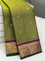 Load image into Gallery viewer, Classic Olive Green &amp; Wine Red 2gm Zari Bridal Elegance Kanchipuram Handloom Silk Saree SS24401
