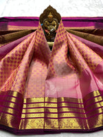 Load image into Gallery viewer, Classic Creamy Pink 2gm Zari Elegance Kanchipuram Handloom Silk Saree SS25366
