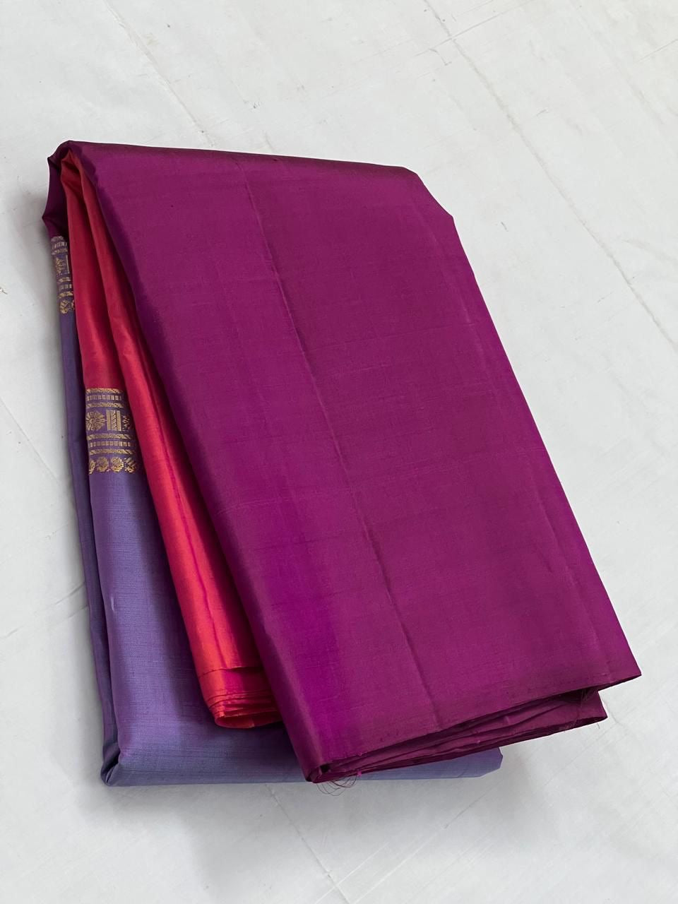 Classic Lavender & Plum Kanchipuram Handloom Silk Saree SS25582